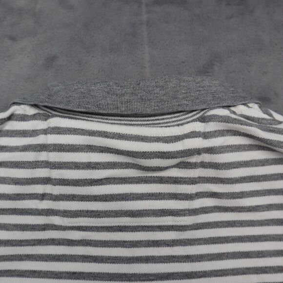 Banana Republic Shirt Mens L Gray Short Sleeve Chest Button Collared Stripe Polo - Picture 11 of 14